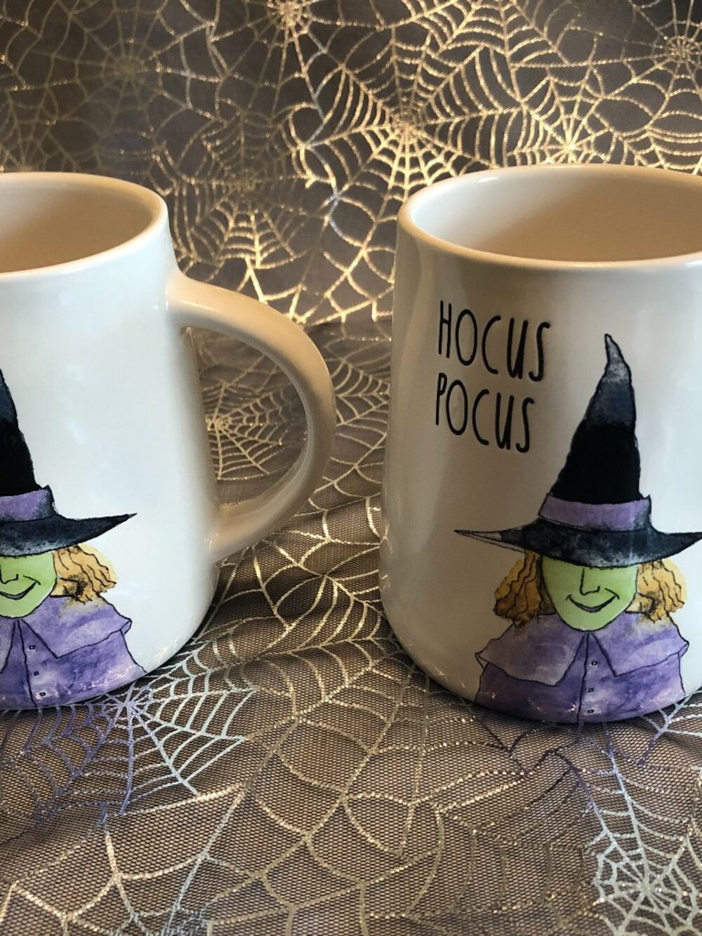 Rae Dunn HOCUS POCUS Watercolor Witch Mug Set NEW